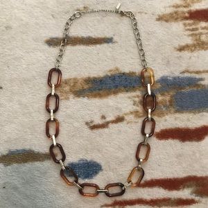 Long Tortoise and Gold Chain Necklace